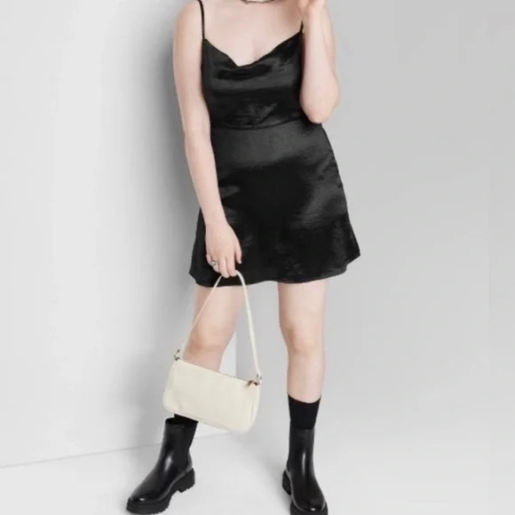 wild fable | Dresses | Wild Fable Black Mini Satin Slip Dress | Poshmark